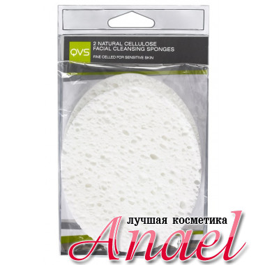 QVS Овальные очищающие спонжи  из натуральной целлюлозы Natural Cellulose Facial Cleansing Sponges (2 шт)