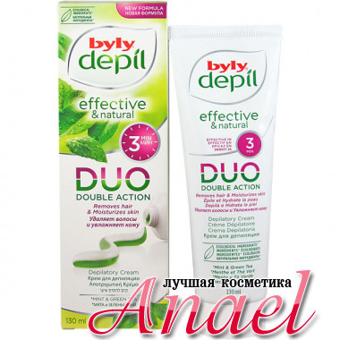 Byly Depil Крем для депиляции тела двойного действия с экстрактами мяты и зеленого чая DUO Double Action (130 мл)