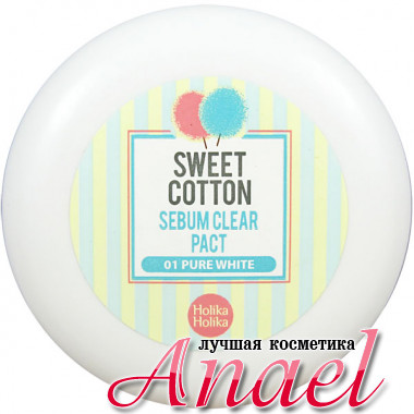 Holika Holika Матирующая пудра с SPF 27 PA +++ Sweet Cotton Sebum Clear Pact Тон 01 Чисто-белый (8 гр)