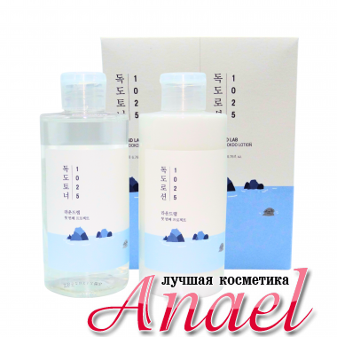 Round Lab Набор для ухода за кожей с морской водой (лосьон + тоник) 1025 Dokdo Toner Lotion Set (200+200 мл) 