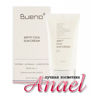 Bueno Осветляющий солнцезащитный крем с центеллой Airfit Cica Sun Cream SPF50+ PA ++++ (50 мл)