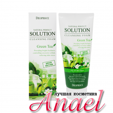 Deoproce Очищающая пенка с экстрактом зеленого чая Natural Perfect Solution Cleansing  Foam Green Tea (170 мл)