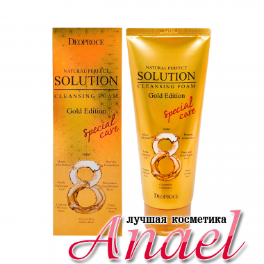 Deoproce Пенка для умывания с золотом и восточными травами Natural Perfect Solution Cleansing Foam Gold Edition (170 мл)