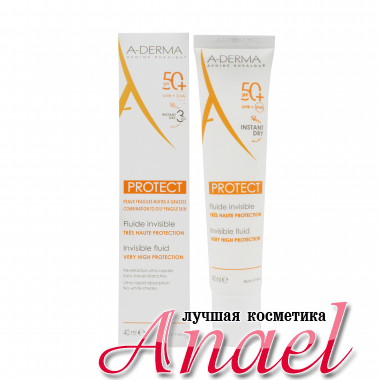 A-Derma Солнцезащитный невидимый флюид для лица SPF 50+ Protect Fluide Invisible (40 мл)