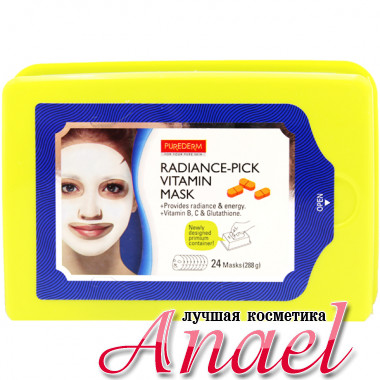 Purederm Осветляющая тканевая маска с витаминами Radiance-Pick Vitamin Mask (1 уп х 24 шт)