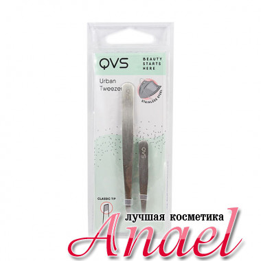 QVS Набор пинцетов для бровей из нержавеющей стали со скошенными кончиками Urban Tweezer Set (2 предмета)