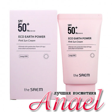 The Saem Розовый солнцезащитный крем с каламином SPF 50+ PA++++ Eco Earth Power Pink Sun Cream Long UVA (50 гр)