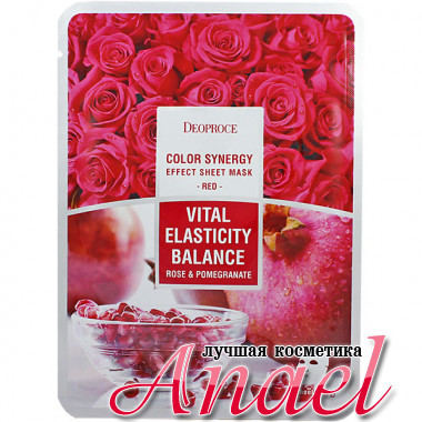 Deoproce Красная тканевая маска с экстрактами розы и граната Color Synergy Effect Sheet Mask Red Vital Elasticity Balance Rose & Pomegranate (1 шт)