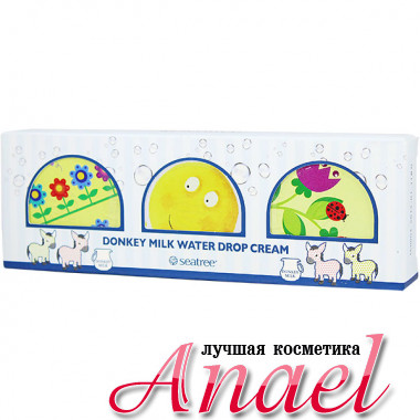 SeaNTree Увлажняющий крем с ослиным молоком «Капельки воды» в наборе Seatree Art Donkey Milk Water Drop Cream Special Set 3 in 1 (3 х 35 гр)