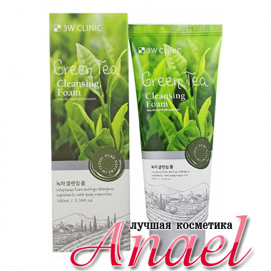 3W Clinic Очищающая пенка с экстрактом зеленого чая для жирной кожи Green Tea Foam Cleansing Anti-Sebum (100 мл)