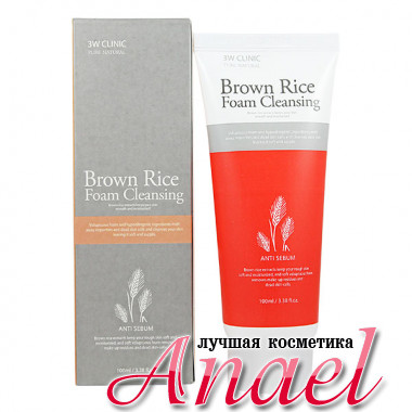 3W Clinic Очищающая пенка с экстрактом коричневого риса для жирной кожи Brown Rice Foam Cleansing Anti-Sebum (100 мл)