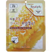 3W Clinic Тканевая маска с королевским желе пчел Fresh Royal Jelly Mask Sheet (1 шт. х 23 гр)