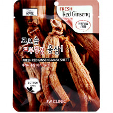 3W Clinic Антиоксидантная тканевая маска для лица «Свежий женьшень» Fresh Red Ginseng Mask Sheet (1 шт х 23 гр)