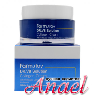 Farm Stay Антивозрастной отбеливающий крем с коллагеном для лица DR-V8 Solution Collagen Cream (50 мл)