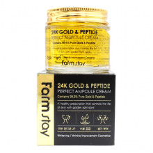 Farm Stay Отбеливающий крем с золотом и пептидами для лица от морщин 24K Gold & Peptide Perfect Ampoule Cream (80 мл)