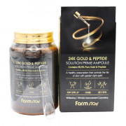 Farm Stay Антивозрастная ампульная сыворотка с золотом и пептидами от морщин 24K Gold & Peptide Solution Prime Ampoule (250 мл)