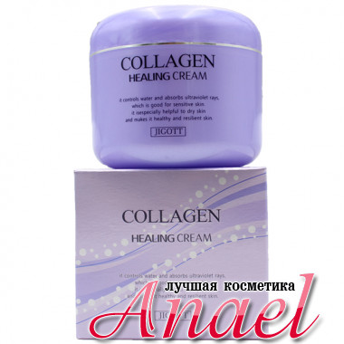 Skinine Jigott Восстанавливающий крем с коллагеном для сухой чувствительной кожи лица Collagen Healing Cream (100 гр)