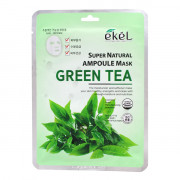 Ekel Увлажняющая ампульная тканевая маска для лица «Зеленый чай» Super Natural Ampoule Mask Green Tea (1 шт х 25 мл)