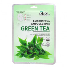 Ekel Увлажняющая ампульная тканевая маска для лица «Зеленый чай» Super Natural Ampoule Mask Green Tea (1 шт х 25 мл)