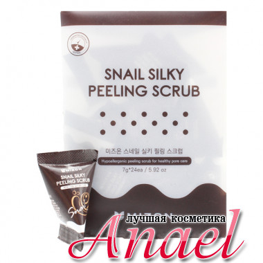 Mizon Улиточный шелковистый пилинг-скраб с протеинами молока для лица Snail Silky Peeling Scrub (24 шт x 7 гр)