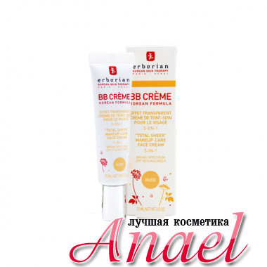 Erborian BB-крем «Абсолютная чистота» 5 в 1 тон Нюд (Натуральный беж) SPF 20 BB - Cream «Total Sheer» Makeup - Care Face Cream (15 мл)