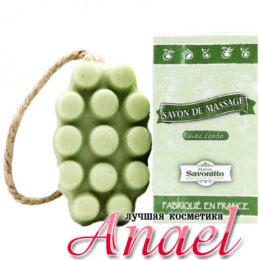 Savonitto Массажное сухое мыло с веревочкой «Зеленый чай и аргана» Savon de Massage avec corde (120 гр)