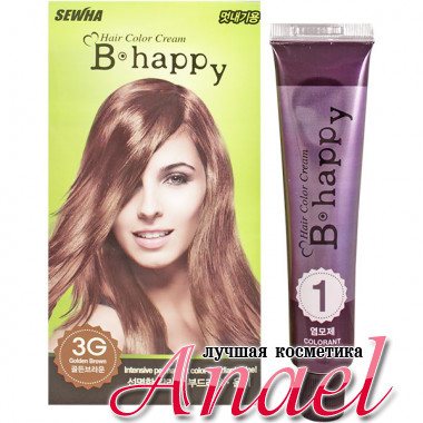 Sewha Интенсивная крем-краска для волос с эффектом ламинирования Тон 3G (золотистый коричневый) B-Happy Hair Color Cream 3G (40 гр)